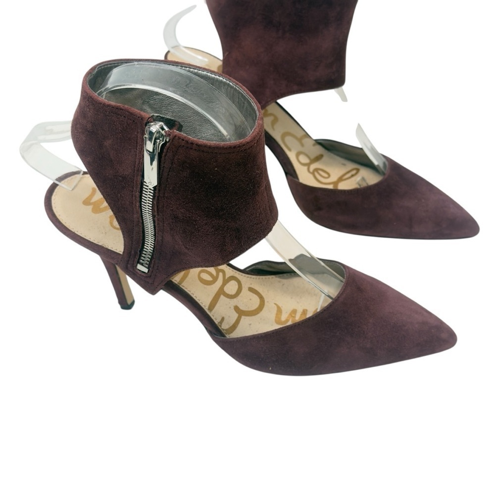 Sam Edelman Maroon Zaida Pointed-Toe Heels with Ankle Strap